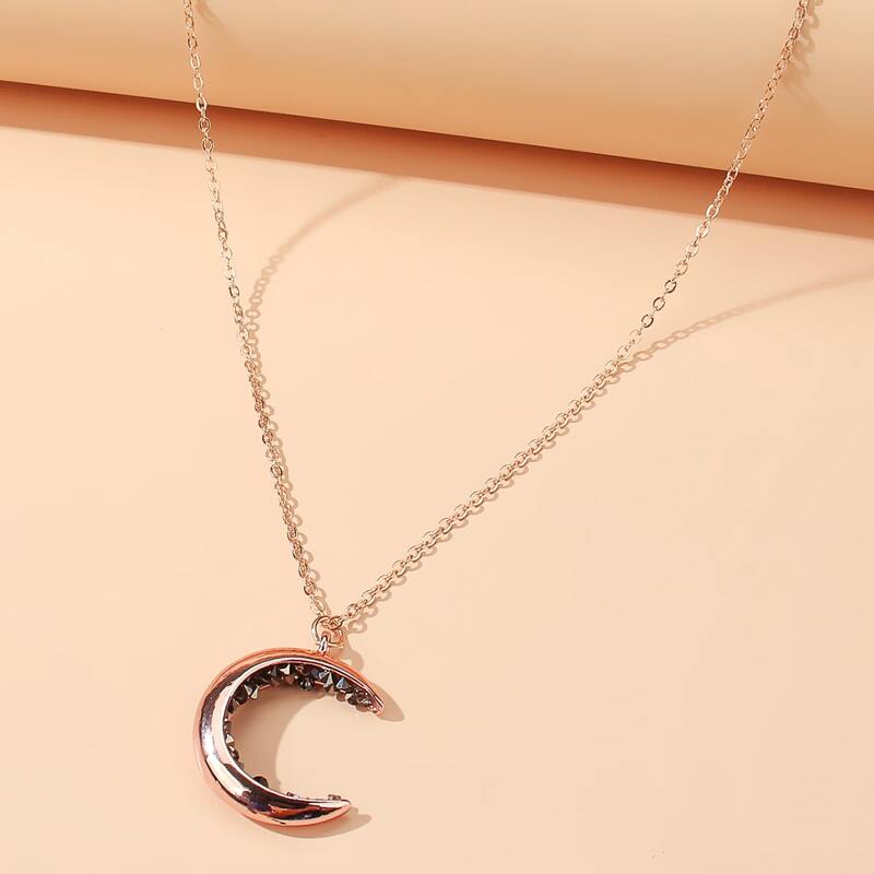 

Moon Charm Necklace, Rose gold