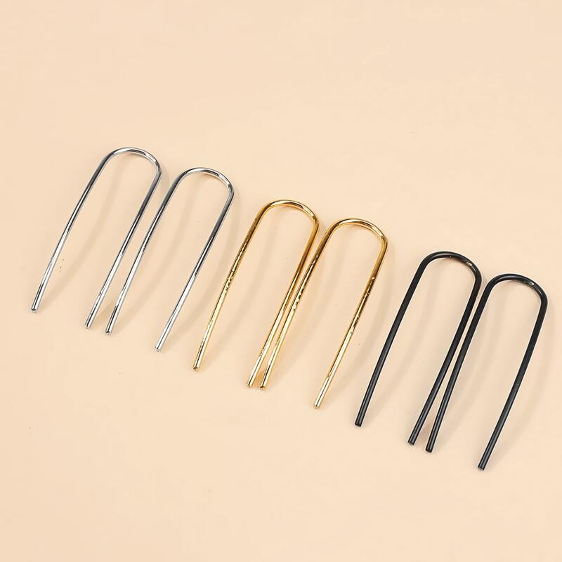 

3pairs U Shaped Design Stud Earrings, Multicolor