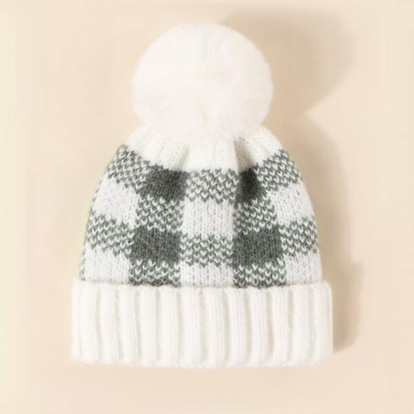 

Pom-pom Decor Cuff Beanie, White