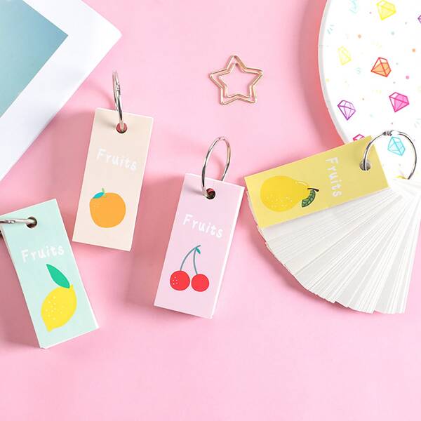 

2packs Fruit Print Random Ring Memo Pad, Multicolor