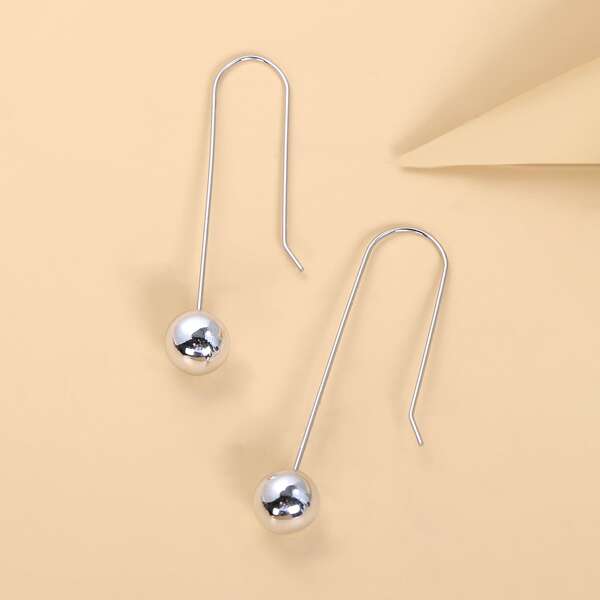 

Ball Drop Earrings, Silver