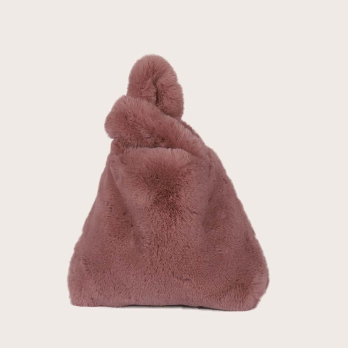 

Faux Fur Decor Satchel Bag, Pink