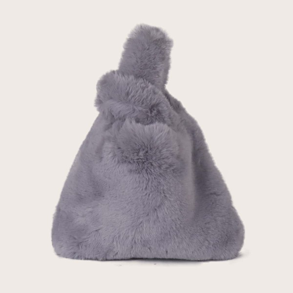 

Faux Fur Decor Satchel Bag, Grey