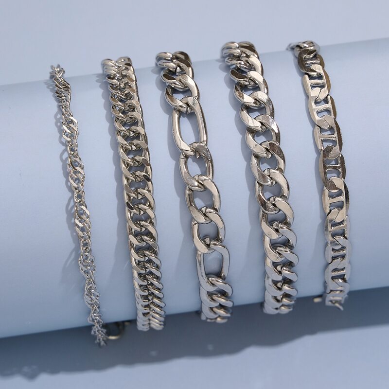 

Guys 5pcs Chain Bracelet, Silver