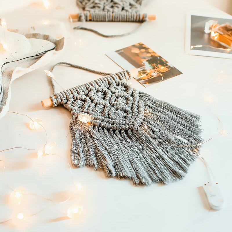 

Macrame Woven Wall Hanging, Grey