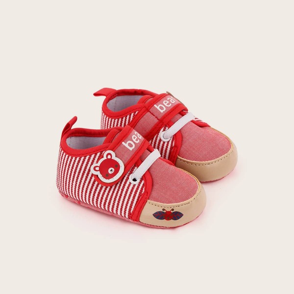 

Baby Girl Ladybug Print Striped Flats, Red