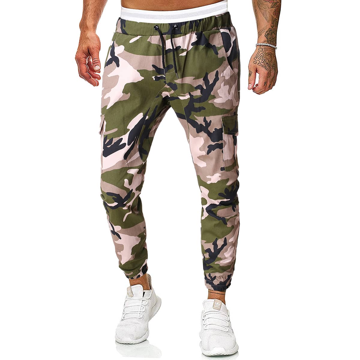 

Guys Camo Print Pocket Drawstring Pants, Multicolor