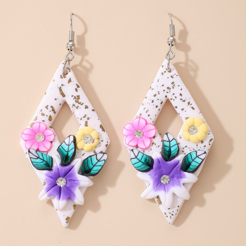 

Floral Geo Drop Earrings, Multicolor