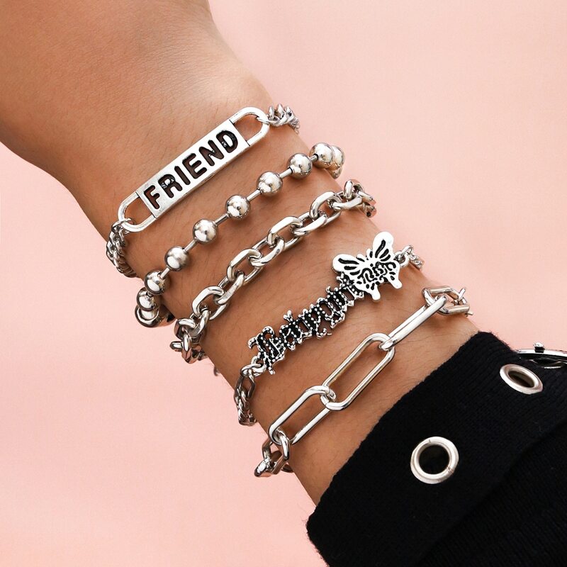 

5pcs Butterfly Chain Bracelet, Silver