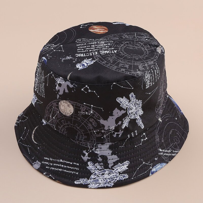 

Outer Space Print Bucket Hat, Black