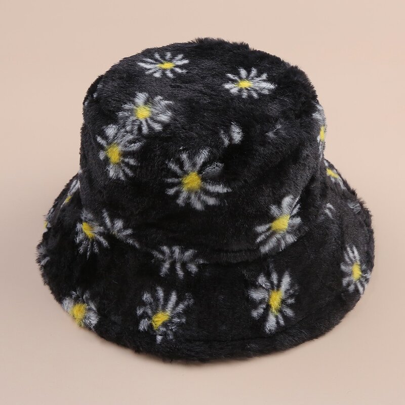 

Daisy Fluffy Bucket Hat, Black
