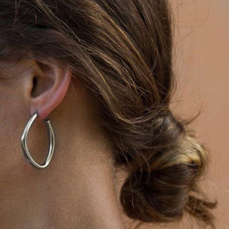 

Geo Hoop Earrings, Silver