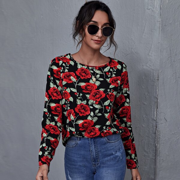 

Allover Floral Print Top, Multicolor