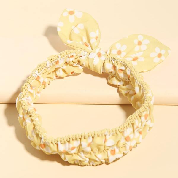 

Flower Pattern Bow Decor Headband, Yellow