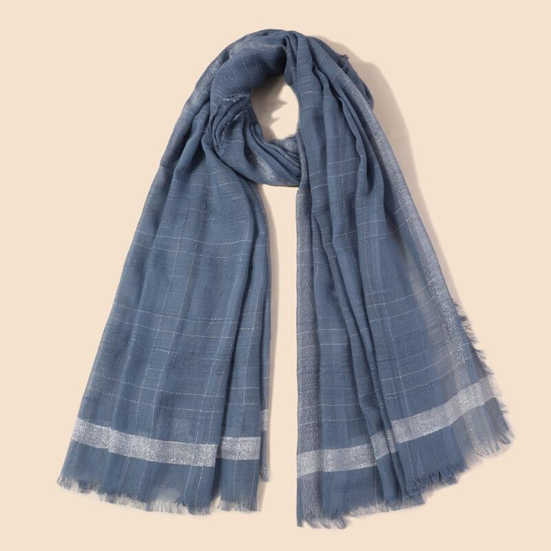 

Raw Hem Scarf, Blue
