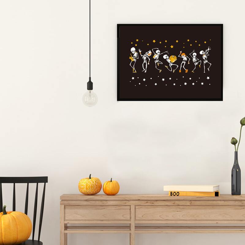 

Halloween Skull Print Wall Painting Without Frame, Black
