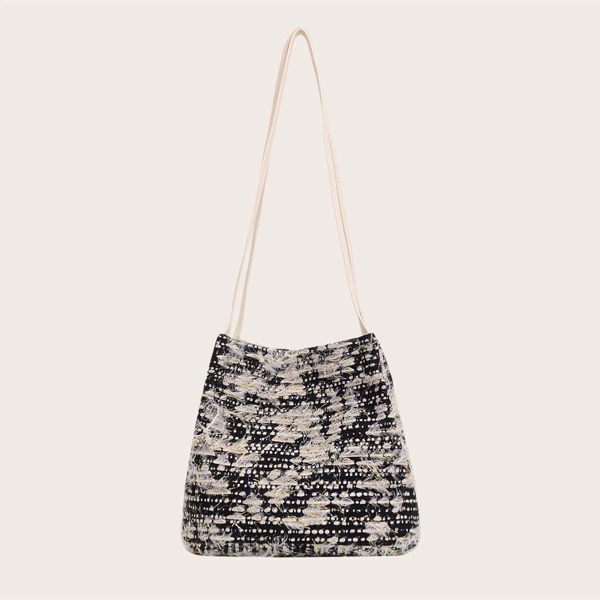

Girls Tweed Tote Bag, Black