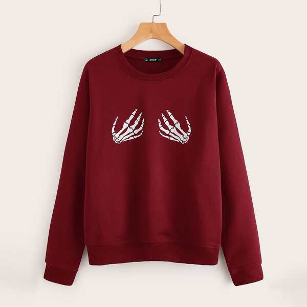 

Halloween Print Pullover, Burgundy