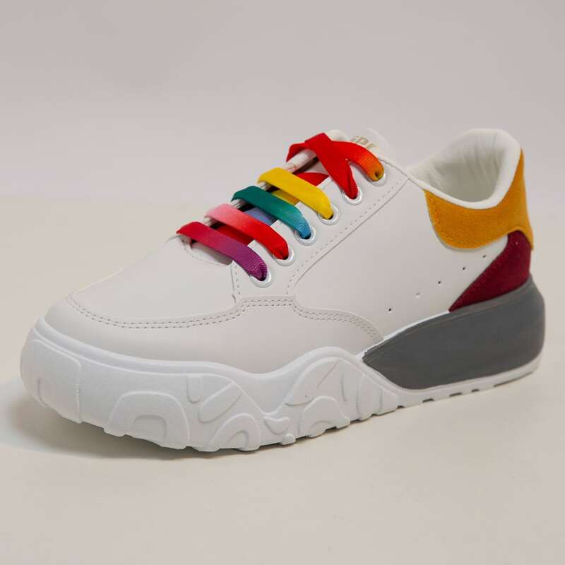 

Colorblock Lace-up Skate Shoes, White