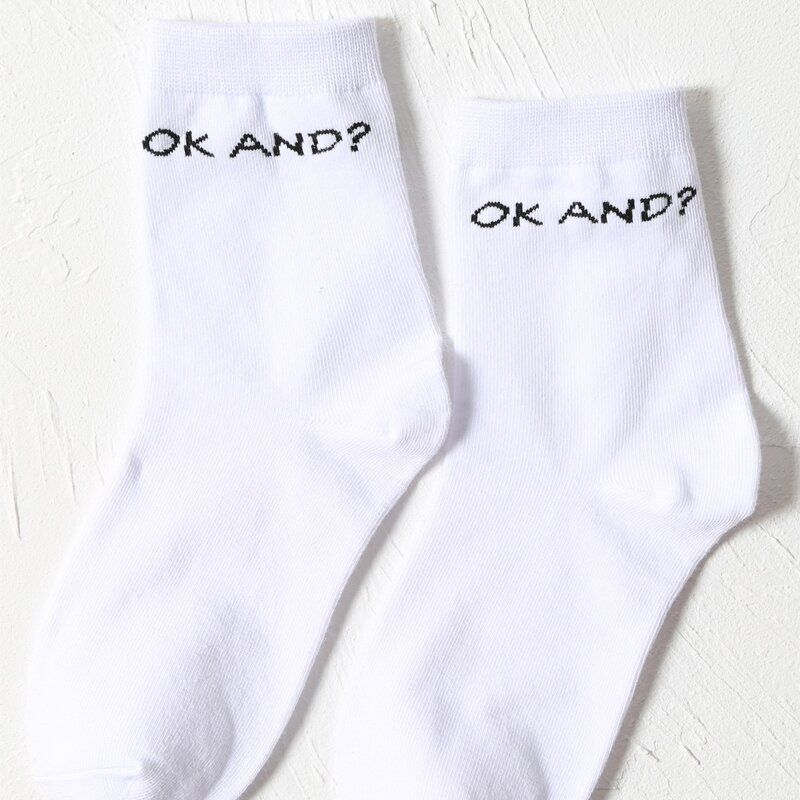 

Letter Graphic Socks, White