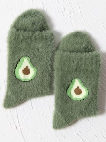 鱷梨圖案襪子 - 橄欖綠 - 查看 2