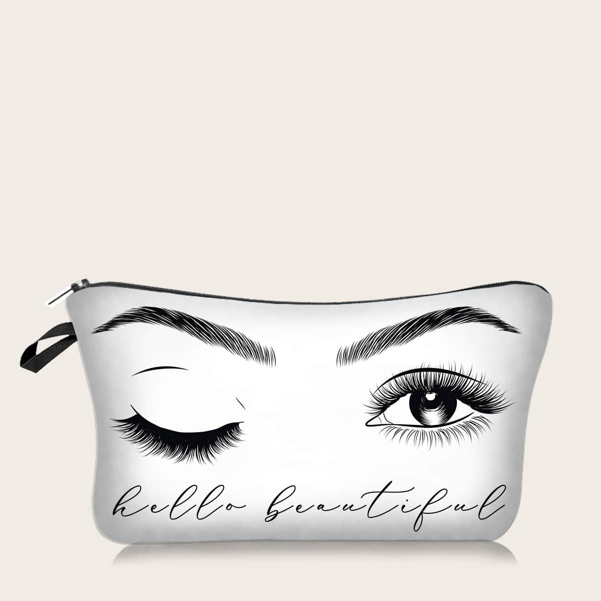 

Graphic Makeup Bag, Black and white