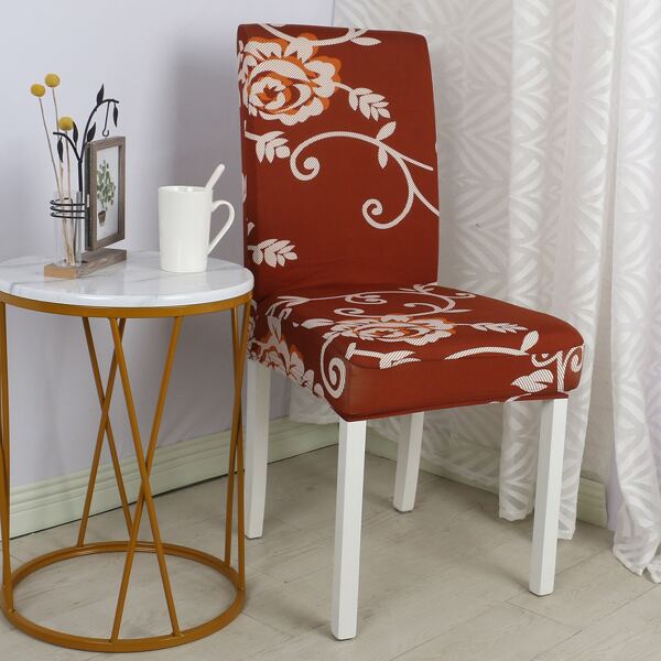 

Flower Print Stretchy Chair Cover, Red