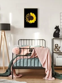 Sunflower Print Wall Painting Without Frame - Black - View 3
