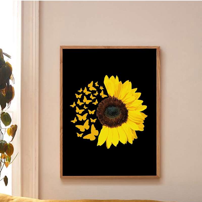 

Sunflower Print Wall Painting Without Frame, Black