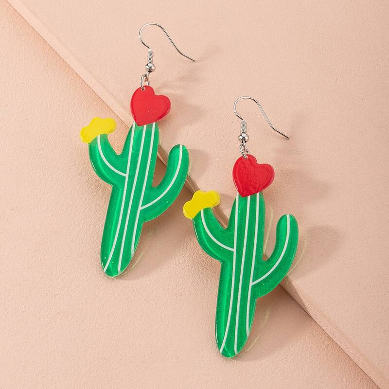

Cactus Charm Drop Earrings, Multicolor
