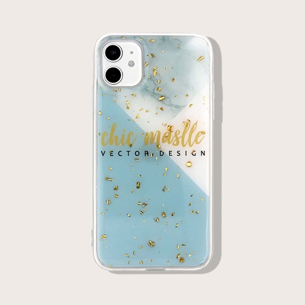 

Gold Foil Decor Colorblock iPhone Case, Multicolor