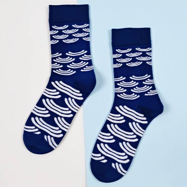 

Cartoon Graphic Socks, Blue