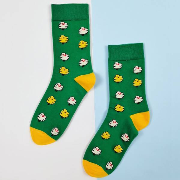 

Cartoon Graphic Socks, Green