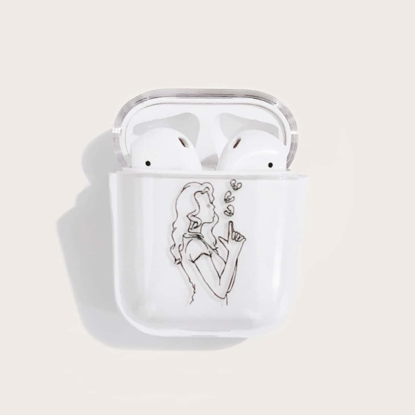 

Прозрачный чехол для Airpods с графическим принтом