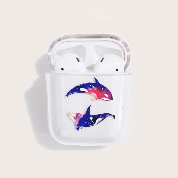 

Прозрачный чехол для Airpods с принтом "дельфин