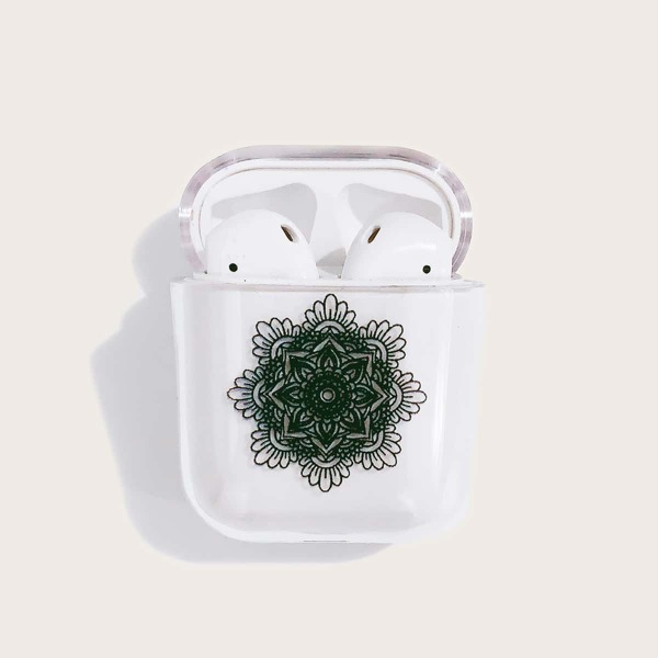 

Прозрачный чехол для Airpods с принтом "мандала