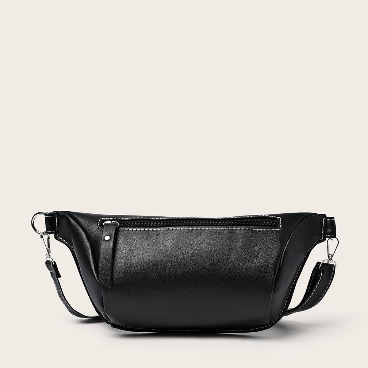

Minimalist Zip Front Fanny Pack, Black