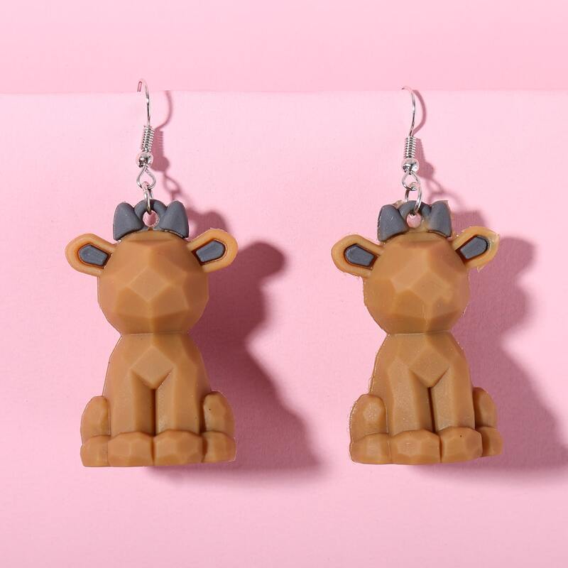 

Cartoon Charm Drop Earrings, Brown