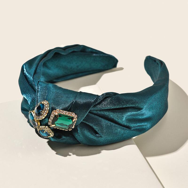 Gemstone Decor Hair Hoop, Dark green