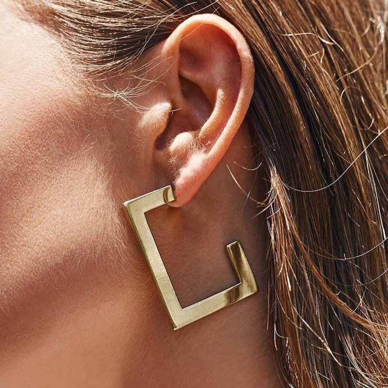 

Square Hoop Earrings, Gold