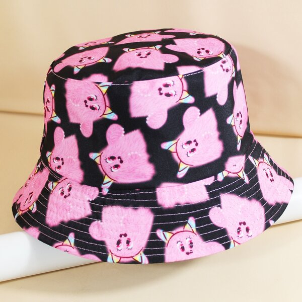 

Cartoon Graphic Reversible Bucket Hat, Multicolor