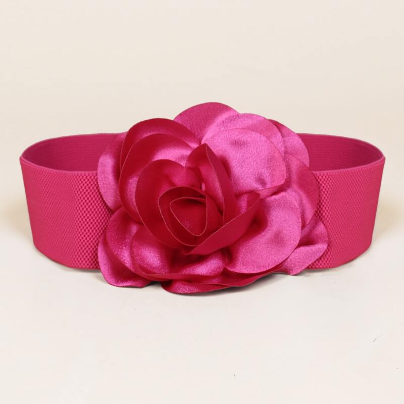 

Flower Decor Elastic Belt, Hot pink