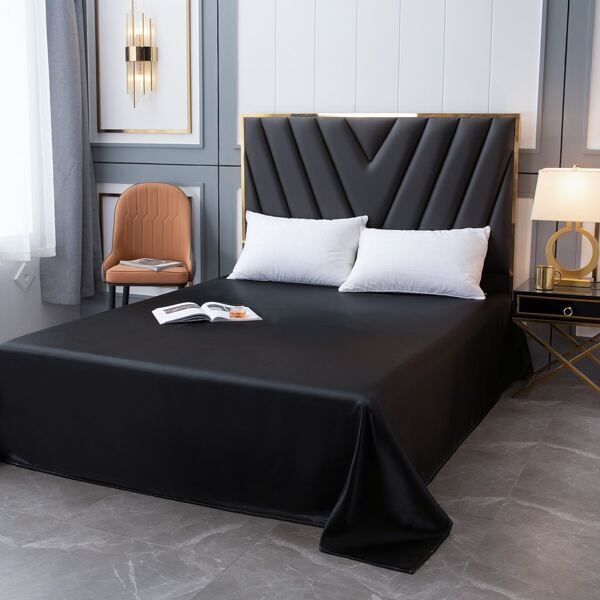 

Plain Satin Flat Sheet, Black
