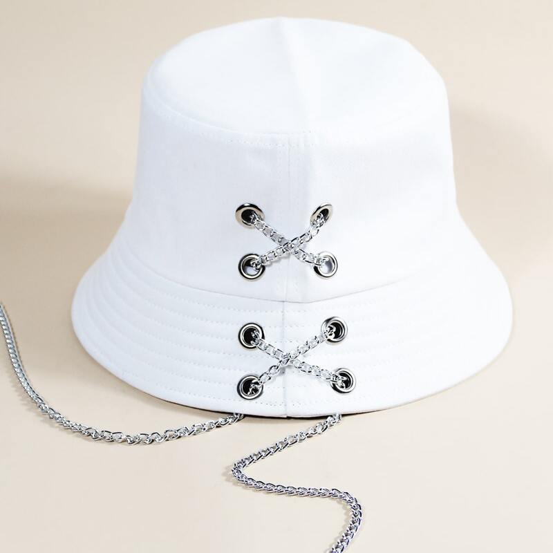

Chain Decor Bucket Hat, White