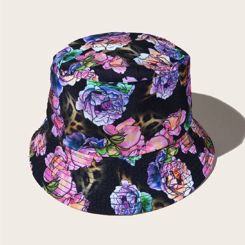 

Flower Pattern Reversible Bucket Hat, Multicolor