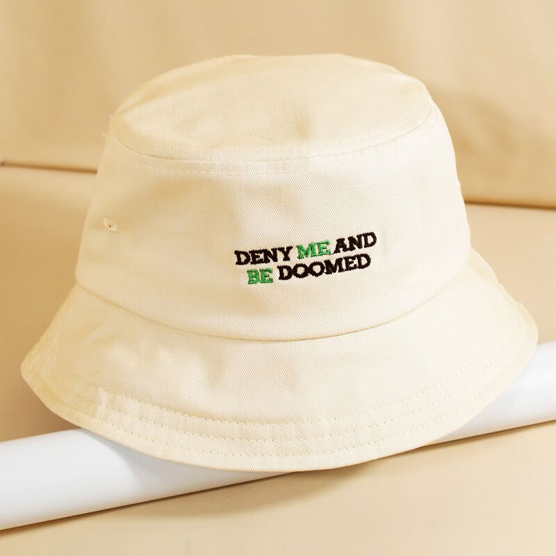 

Letter Embroidery Bucket Hat, Beige