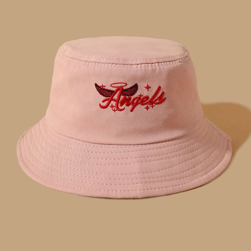 

Letter Embroidery Bucket Hat, Pink