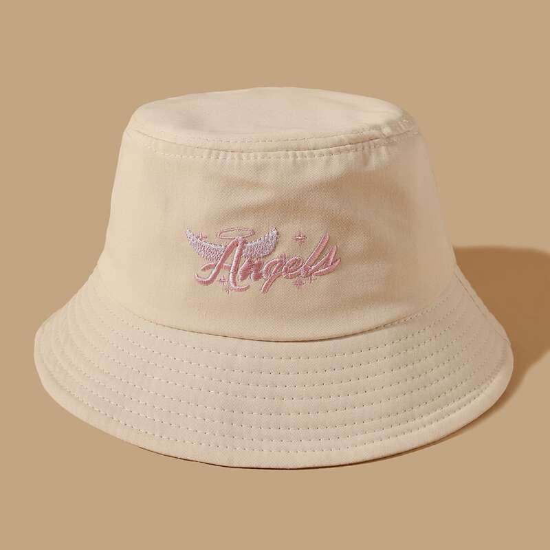 

Letter Embroidery Bucket Hat, Apricot