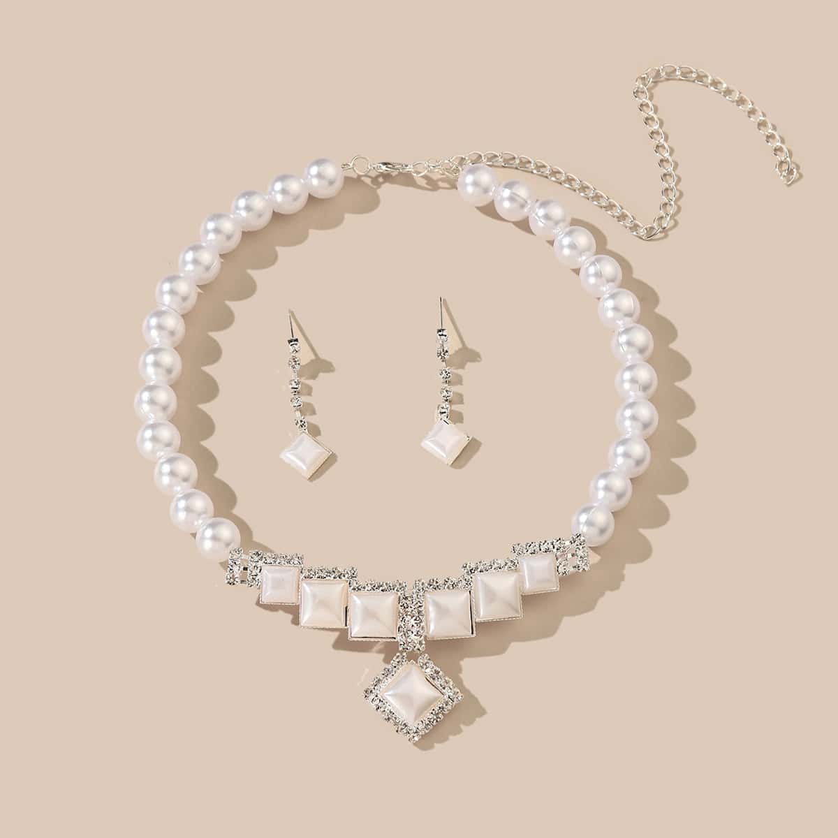 

3pcs Faux Pearl Decor Jewelry Set, White