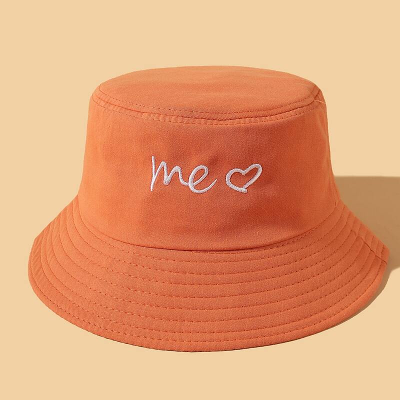 

Letter Embroidery Bucket Hat, Orange